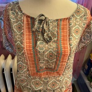 Maurices Shirt Women Small Blouse Floral Cap Sleeve Lightweight Top